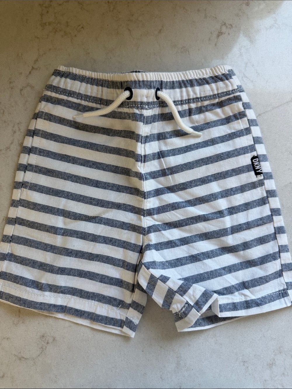 DKNY White and Gray Striped Kids Shorts